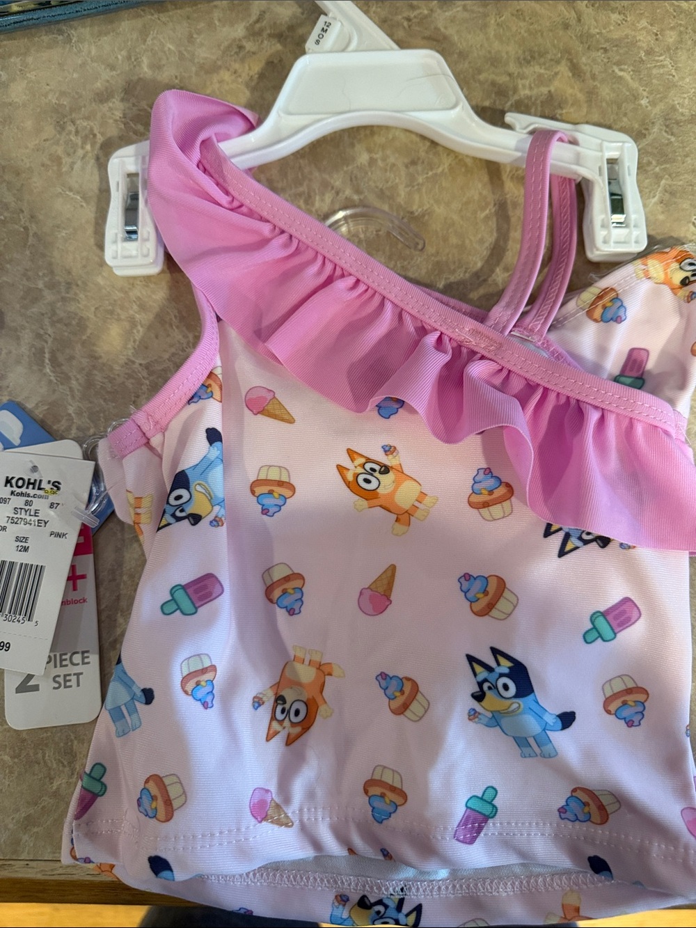 Kohl's Pink Bluey Printed Tankini Top